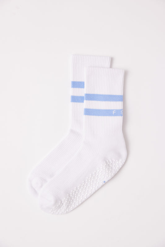 FS8 Crew Grip Sock - White & Lavender Stripe