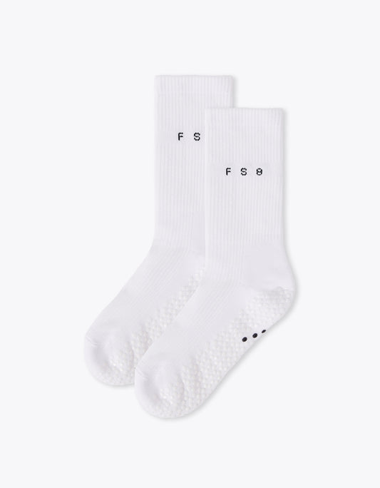 FS8 Crew Grip Sock - White Marle